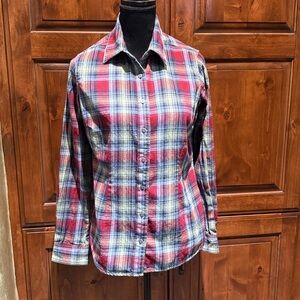 Plaid Button Down Shirt - Red and Blue